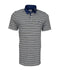 Polo piqué gris à rayure blanc / bleu